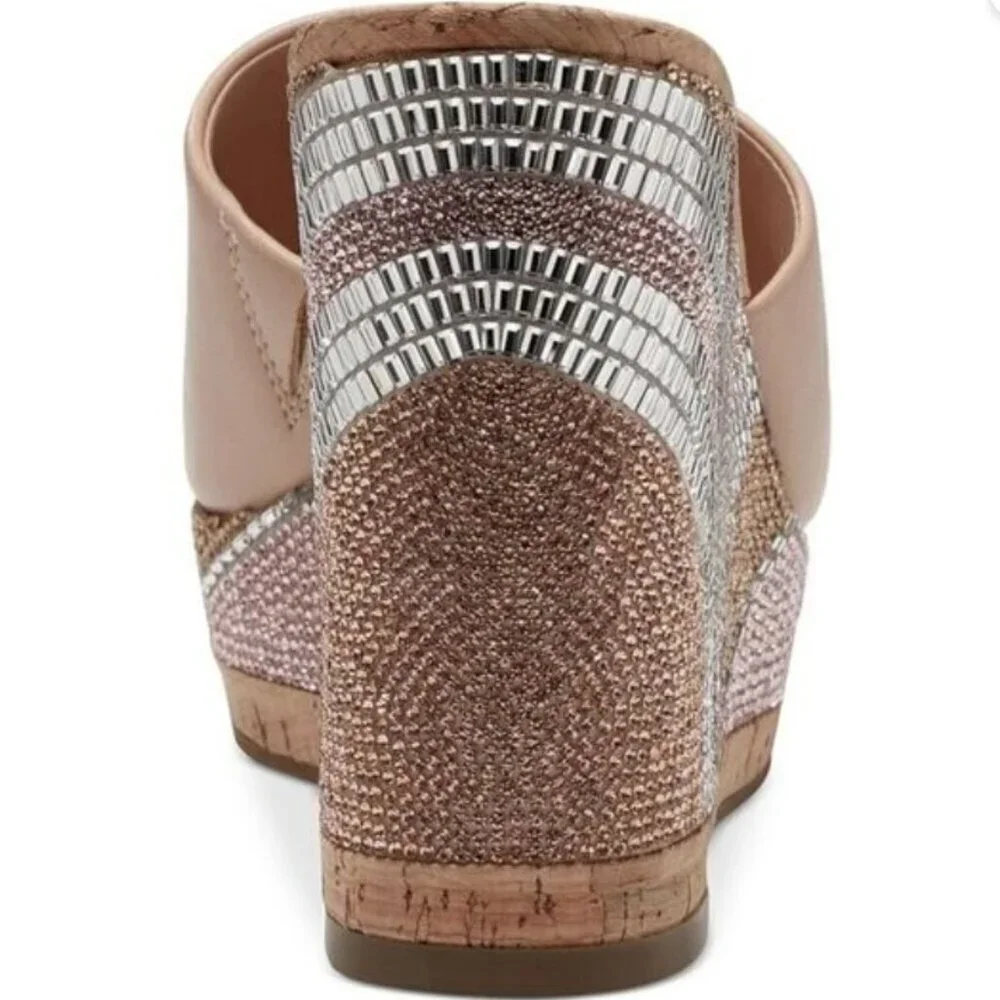 Title INC Cadiep Blush Pink Embellished Wedge Sandals 9.5